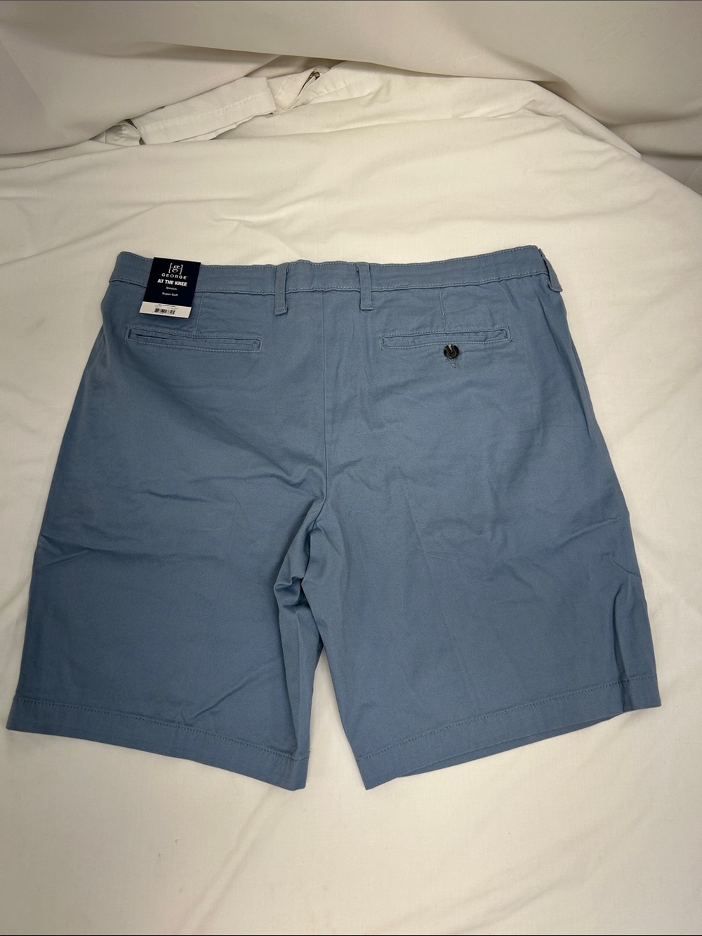 NWT George Men’s "At The Knee" Stretch Chino Shorts Slate Blue Size 36 - Picture 3 of 7
